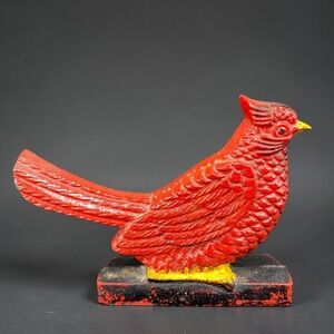 Vintage 1989 Artmark Cast Iron Red Cardinal Bird Doorstop Figurine Statue 8 Inch